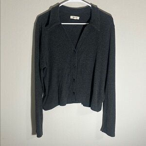 Madewell Brushed Rib Polo Crop Cardigan